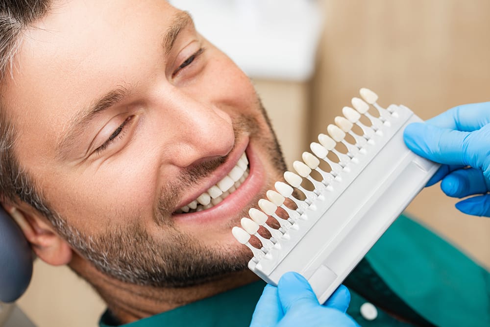 man checking teeth color - Dental Implants Orlando