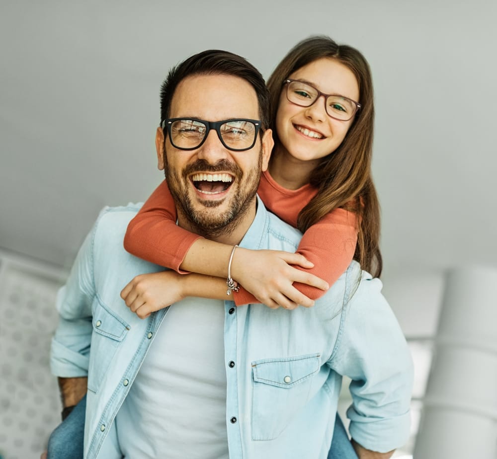 happy father and daughter