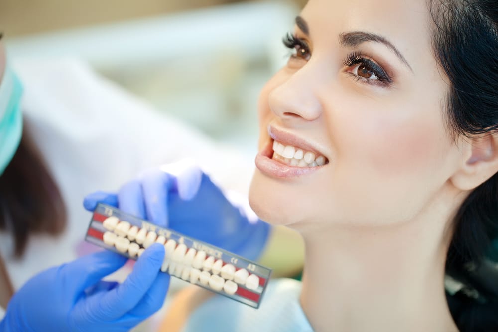 woman at the dentist checking teeth