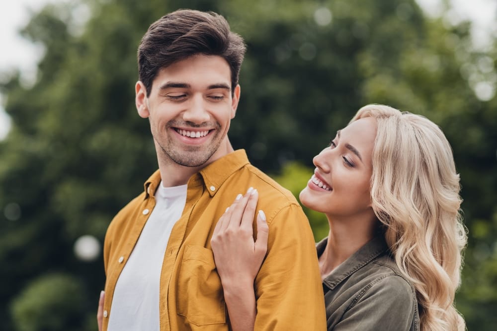 happy young couple outdoors