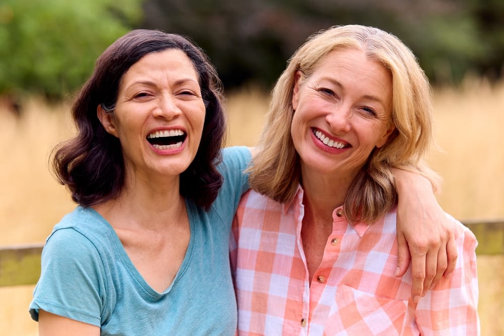 sisters having fun outdoors